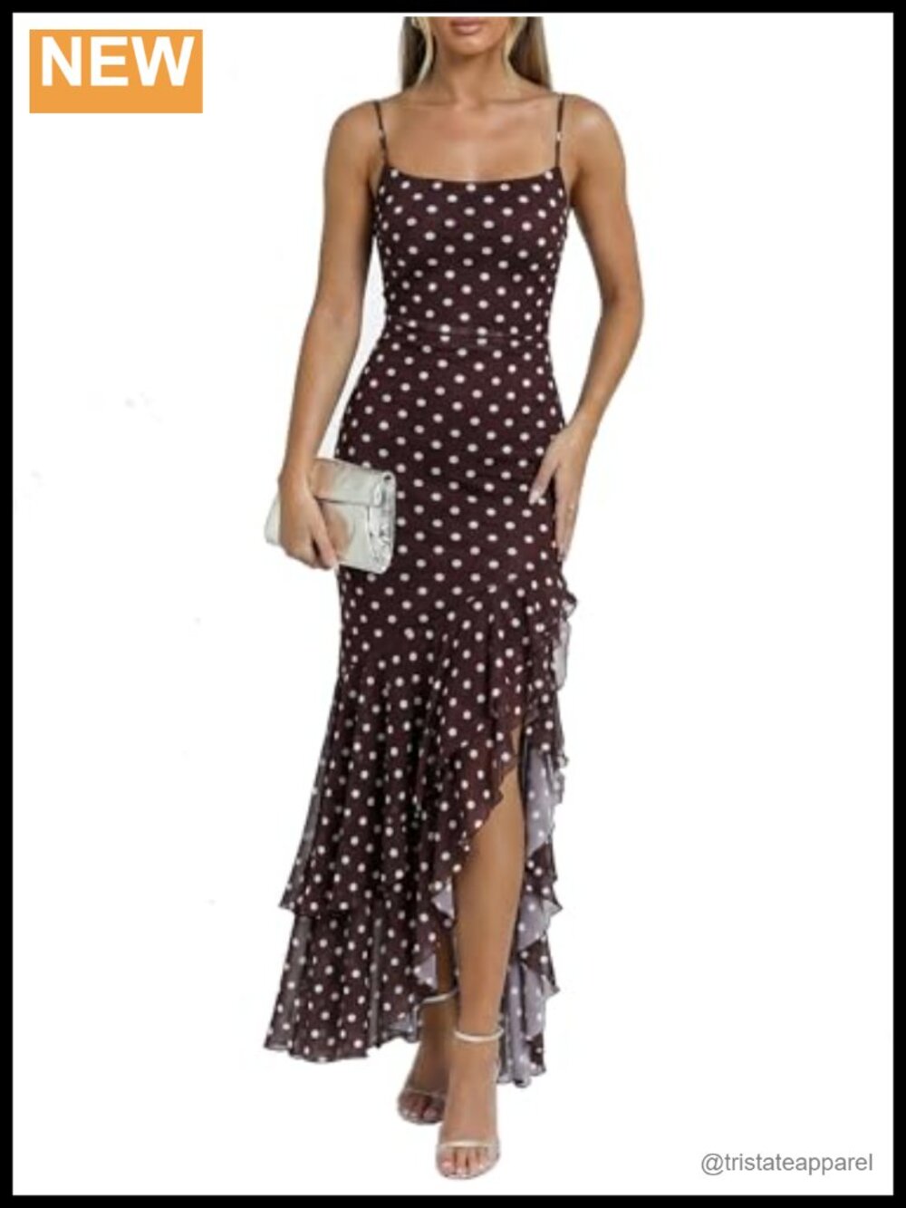 Kaximil Women's Elegant Ruffle Formal Wedding Guest Maxi Dress